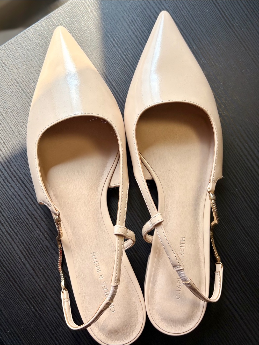 New-Charles & Keith Blush Nude Pointed Slingback Flats